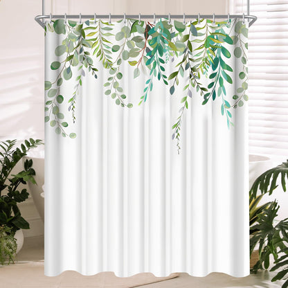 Duschvorhang Grün Blätter 240x200cm Antischimmel Textil H200 x B240 cm