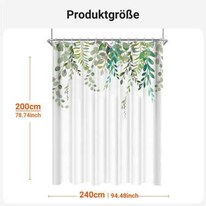 Duschvorhang Grün Blätter 240x200cm Antischimmel Wasserabweisend