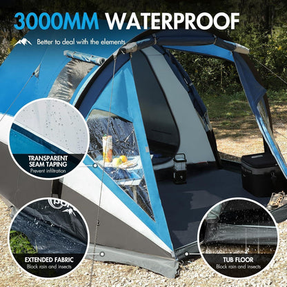 Portal Zelt XL 3-4 Personen Camping Kuppelzelt mit Vorraum