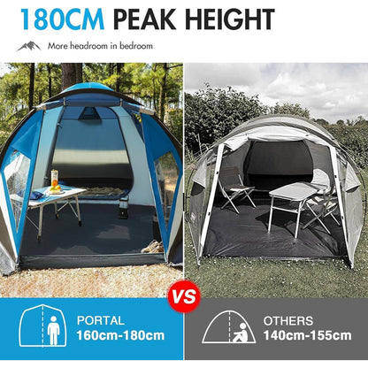 Portal Zelt XL 3-4 Personen Camping Kuppelzelt mit Vorraum