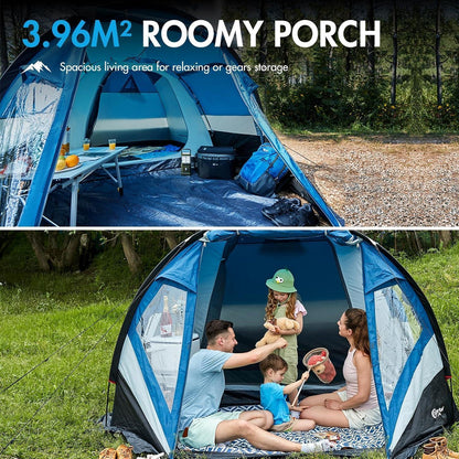 Portal Zelt XL 3-4 Personen Camping Kuppelzelt mit Vorraum