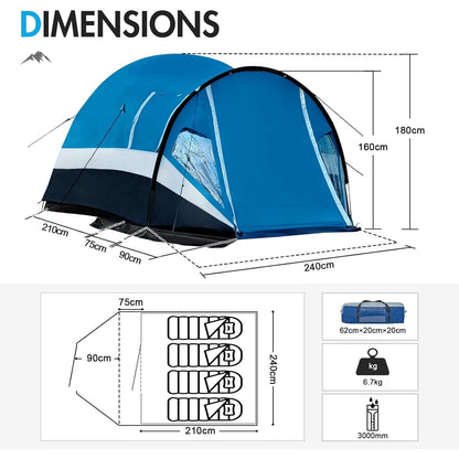 Portal Zelt XL 3-4 Personen Camping Kuppelzelt mit Vorraum