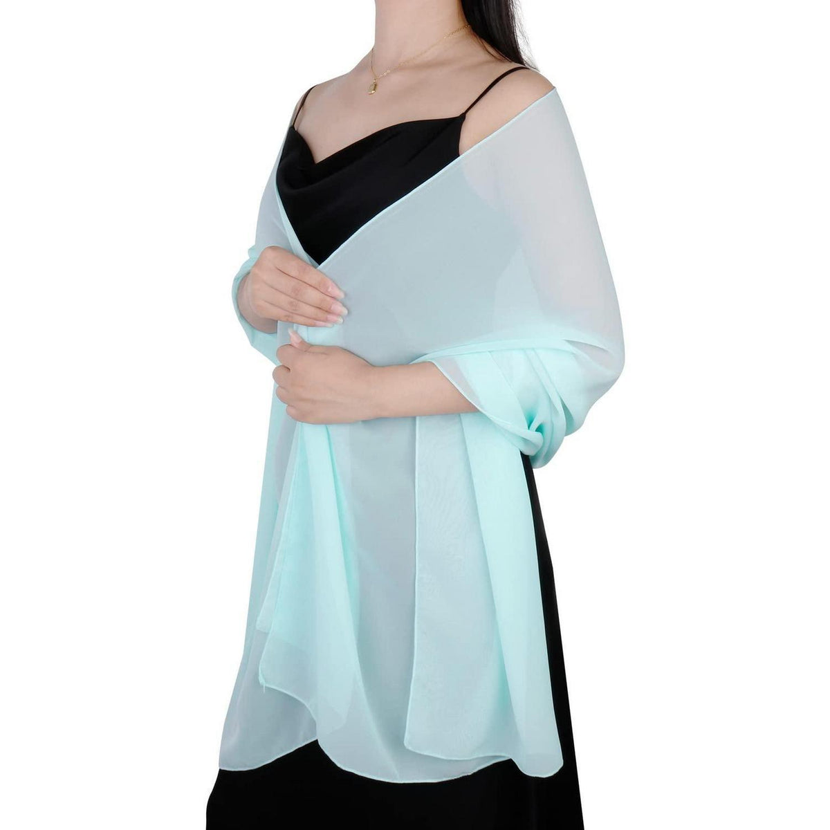 Chiffon Schal Damen leicht weich für Abendkleider Hochzeit Braut Light Blue