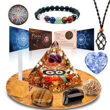 Fische Horoskop Orgonpyramide Geschenkset mit Heilkristallen