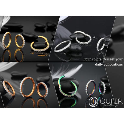 Bauchnabelpiercing 14g 10mm Klappring mit Zirkonia aus Chirurgenstahl