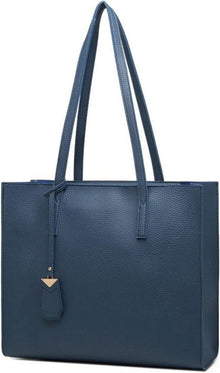 Große Damen Handtasche Schultertasche Kunstleder Blau