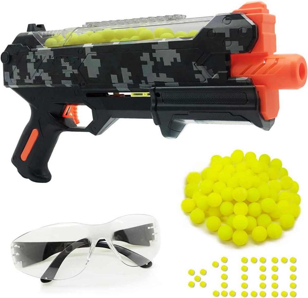 Blasterpistole mit 100 Schuss, Schutzbrille & Nerf Hyper Rounds
