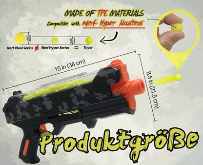 Blasterpistole mit 100 Schuss, Schutzbrille & Nerf Hyper Rounds