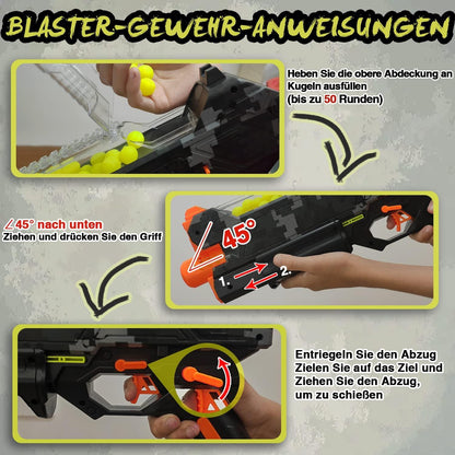100 Schuss Blasterpistole mit Schutzbrille für Jungen und Mädchen, kompatibel mit Nerf Hyper Rounds Darts, einfaches Nachladen