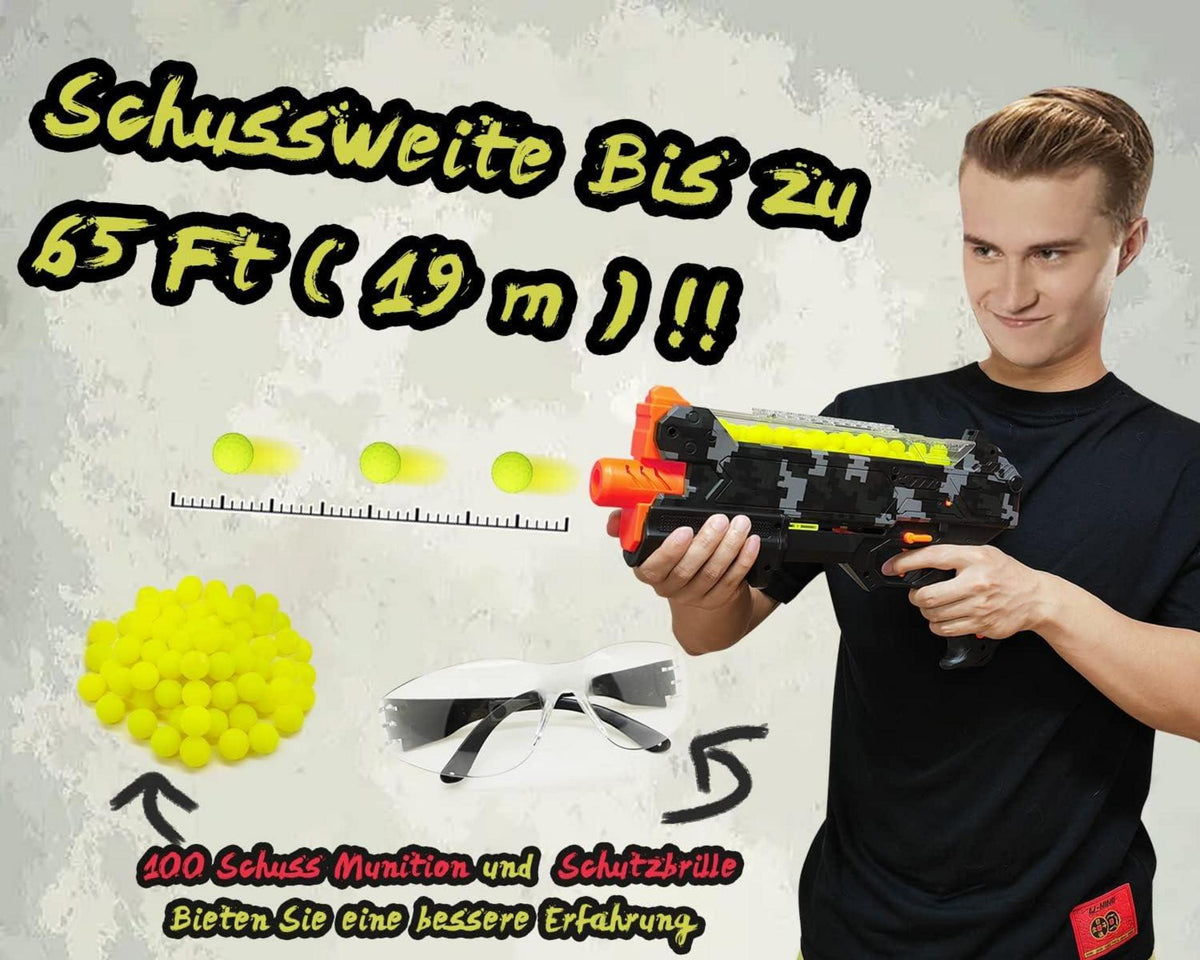100 Schuss Blasterpistole mit Schutzbrille für Kinder, kompatibel mit Nerf Hyper