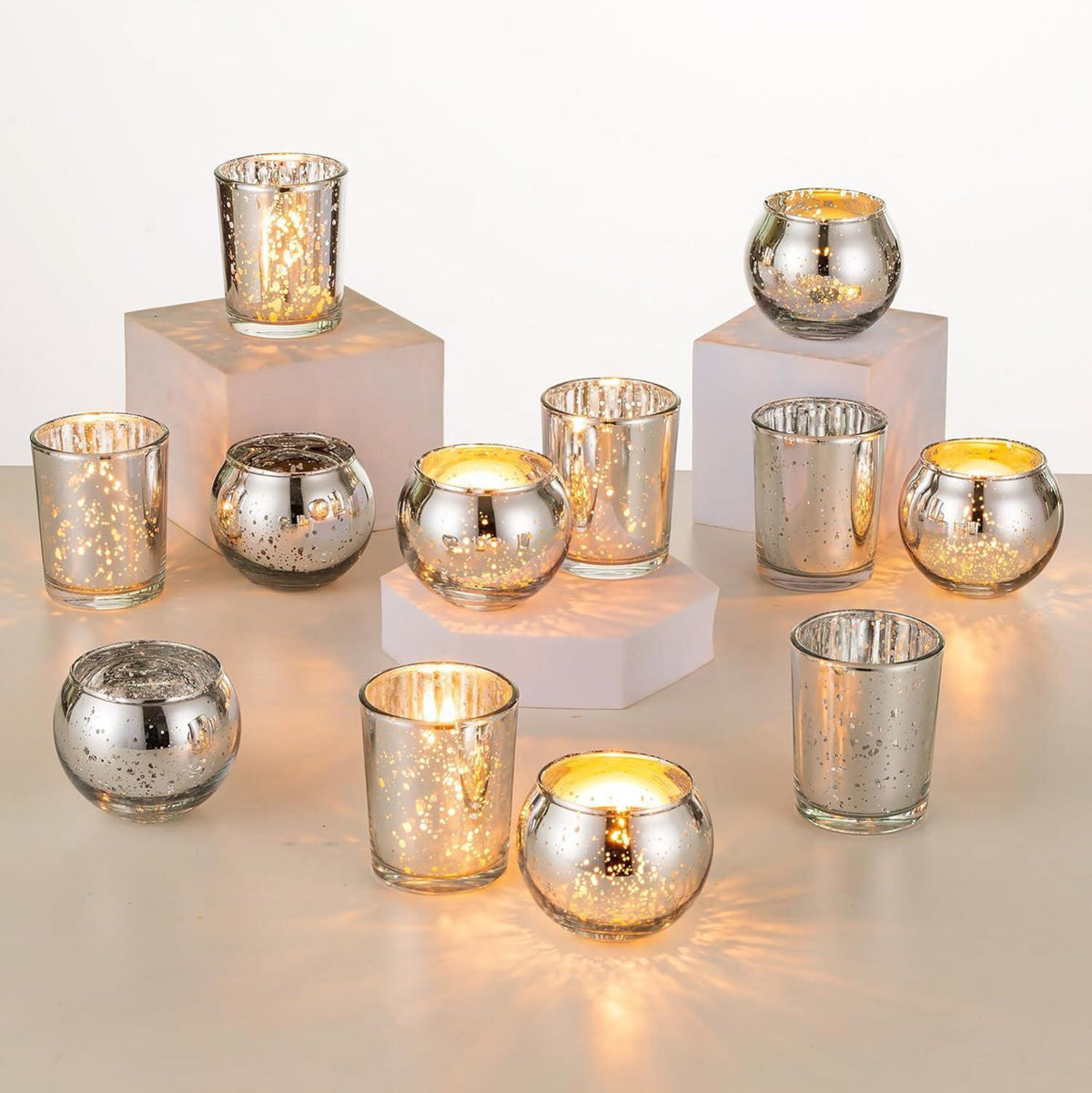 Kerzenständer Gold für Spitzkerzen - 4er Set Weihnachten Metall