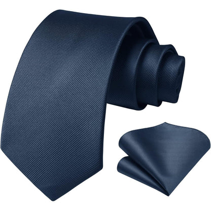 Herren Krawatten-Set mit Einstecktuch, Marineblau