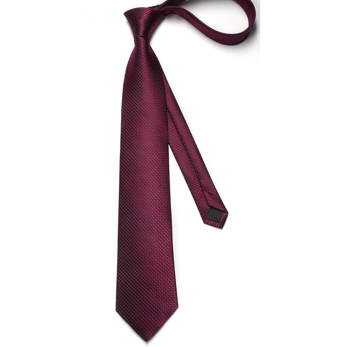 Herren Krawatte & Einstecktuch Set Kariert Burgund