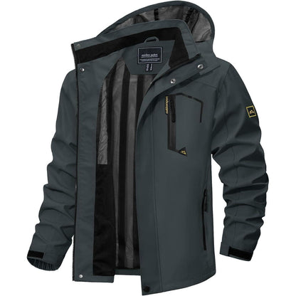 Herren Outdoorjacke leicht wasserabweisend mit Kapuze Kohlengrau XXL