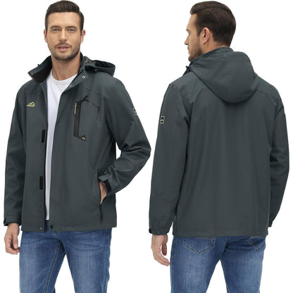 Herren Outdoorjacke leicht wasserabweisend mit Kapuze Kohlengrau