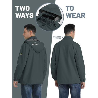 Herren Outdoorjacke leicht wasserabweisend mit Kapuze Kohlengrau