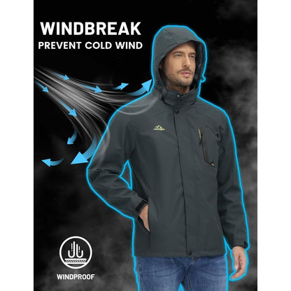 Herren Outdoorjacke wasserabweisend mit Kapuze – XL Kohlengrau