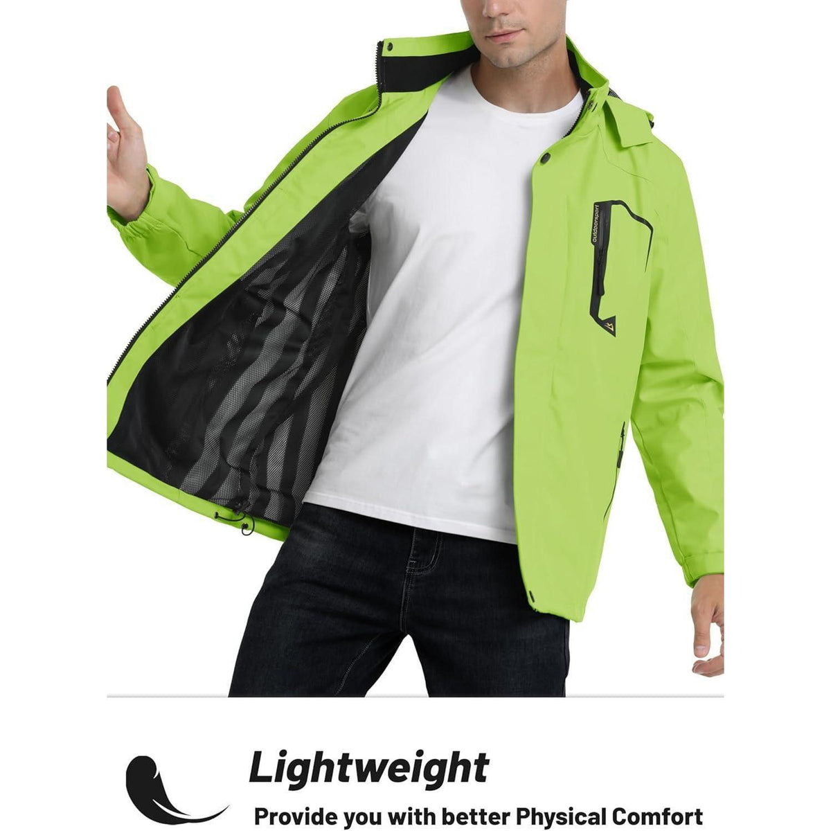 Herren Outdoor Funktionsjacke wasserabweisend Neongrün XL