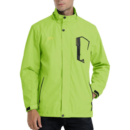 Herren Outdoorjacke Wasserabweisend Neongrün mit Kapuze