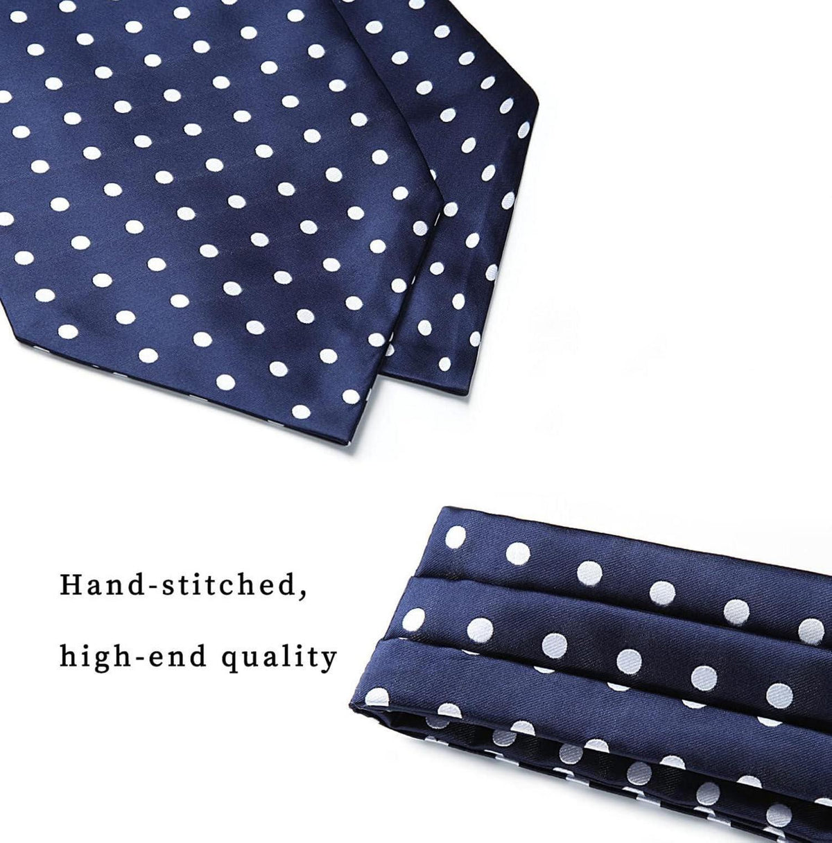 Herren Hochzeit Ascot Krawattenschal Gepunktet Elegant Business Halstuch Blau