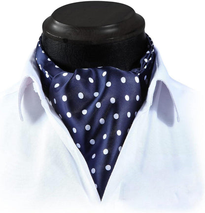 HISDERN Krawattenschal Herren Hochzeit Elegant Gepunktet Blau
