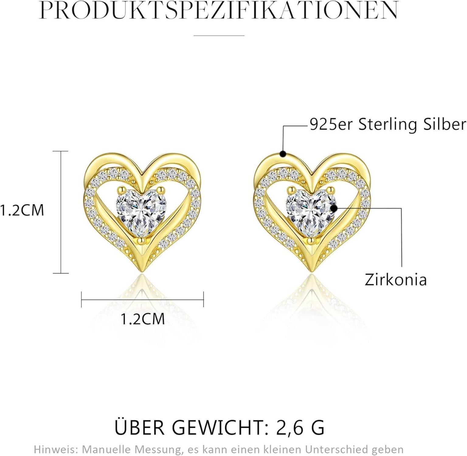 CDE Damen Ohrringe 925 Silber Rosegold Herz Geburtsstein Ohrstecker Valentinstag
