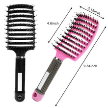 2er Set Wildschweinborsten Haarbürsten Schwarz Rosa - Frizz