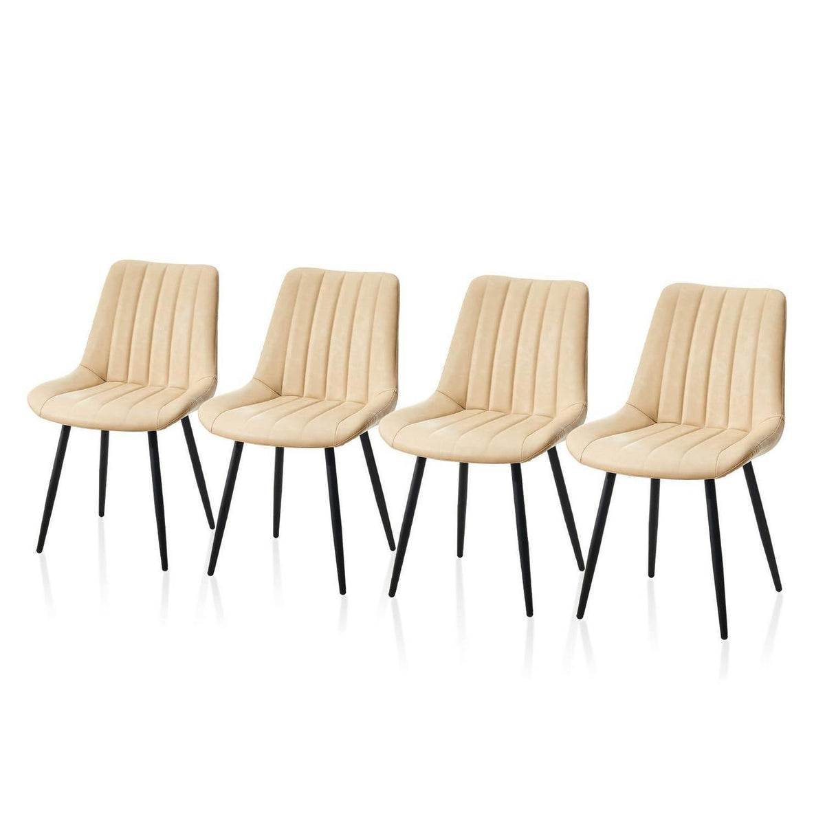 Esszimmerstühle Set 4er – Beige Kunstleder, Modern & Komfortabel