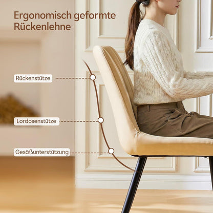 Esszimmerstühle Set 4er – Beige Kunstleder, Modern & Komfortabel