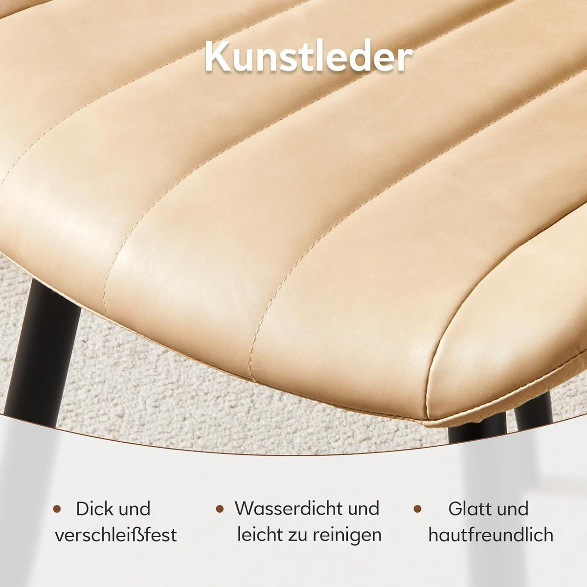 Esszimmerstühle Set 4er – Beige Kunstleder, Modern & Komfortabel