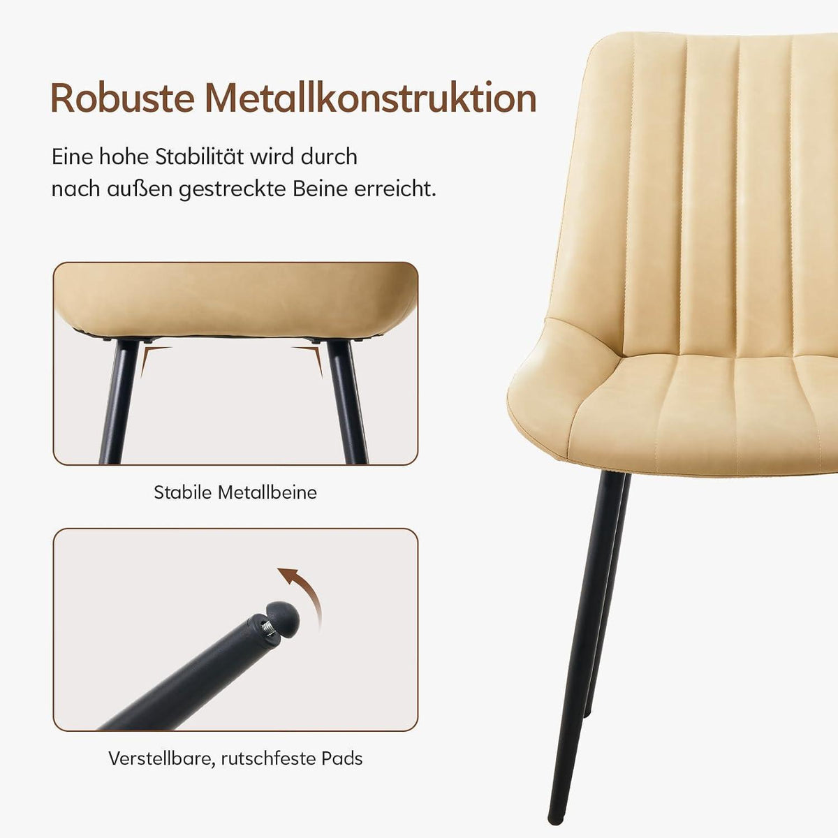 Esszimmerstühle Set 4er – Beige Kunstleder, Modern & Komfortabel