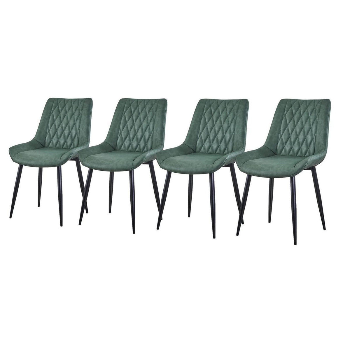 Esszimmerstühle Set 4er Grün, Metallbeine in Lederoptik