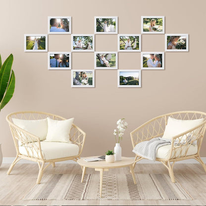 7er Set Bilderrahmen 13x18 cm Weiß, Moderne Fotorahmen