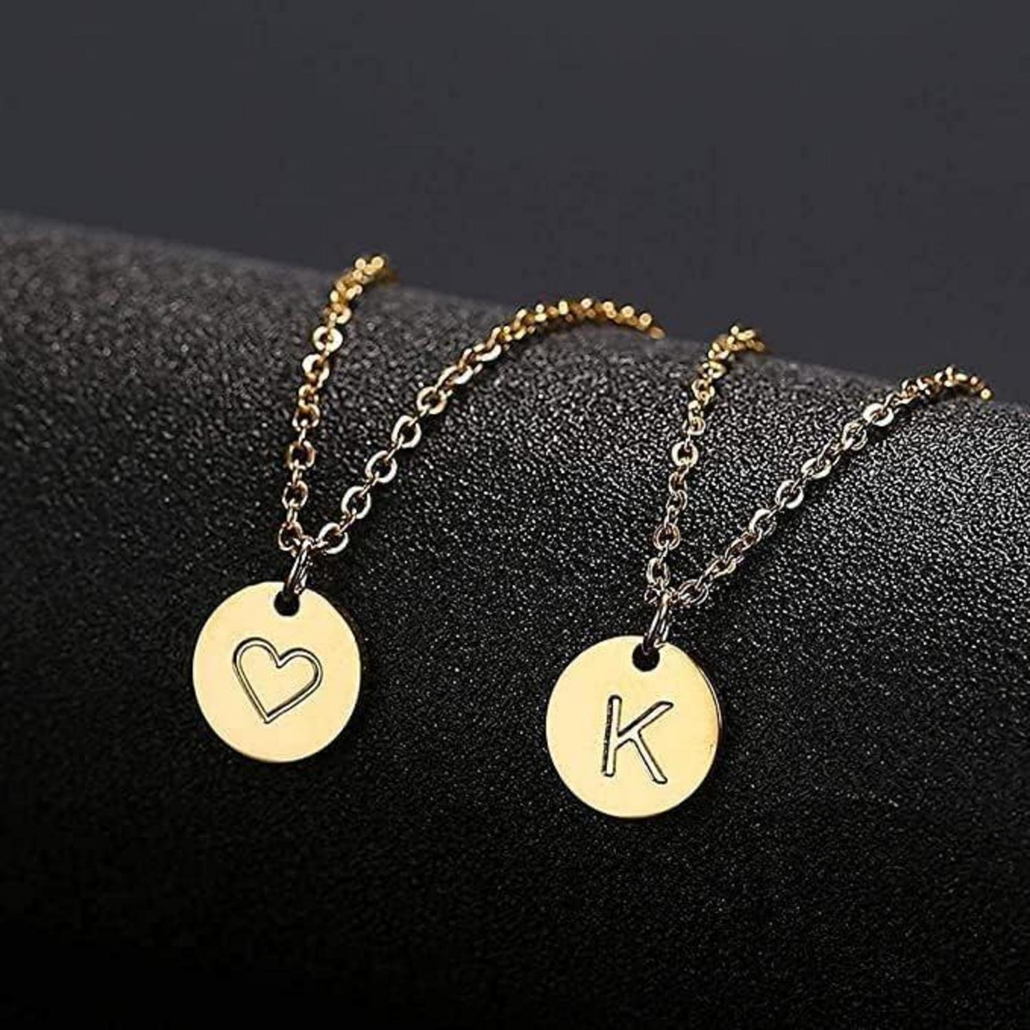 Damen Initialen Kette Buchstaben Anhänger Gold Rosegold Silber mit