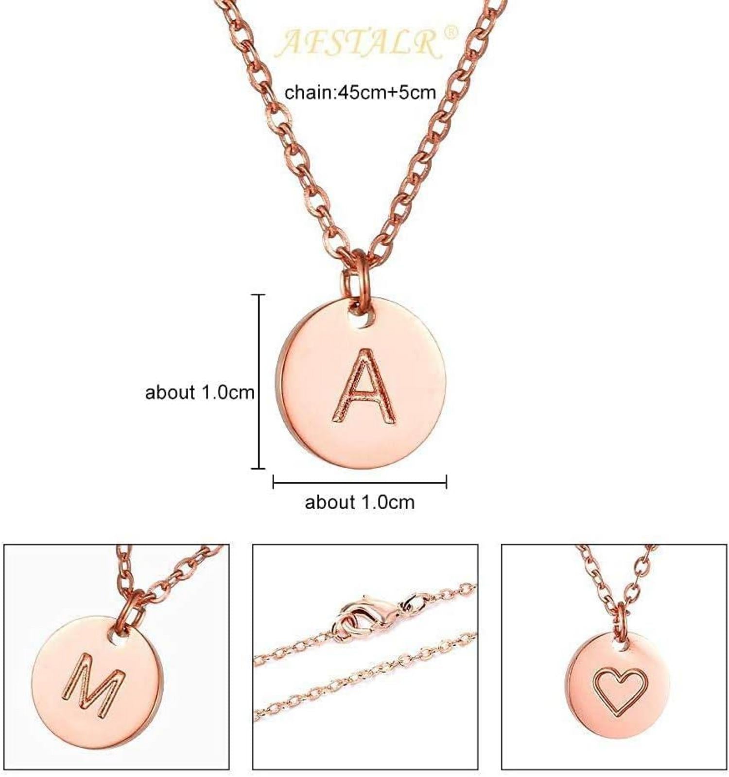 Damen Initialen Kette Buchstaben Anhänger Roségold Geburtstagsgeschenk