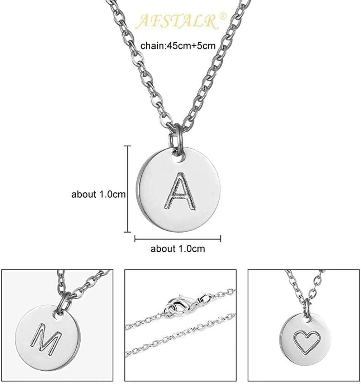 Damen Initialen Kette Buchstaben Anhänger Gold Silber Rosegold mit