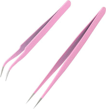 Pinzette Set Spitz Professionell Wimpern Edelstahl Gebogen Gerade