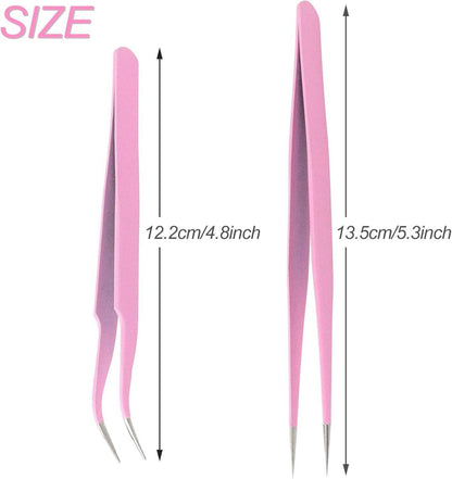 Pinzette Set Edelstahl Wimpernverlängerung Augenbrauen Rosa