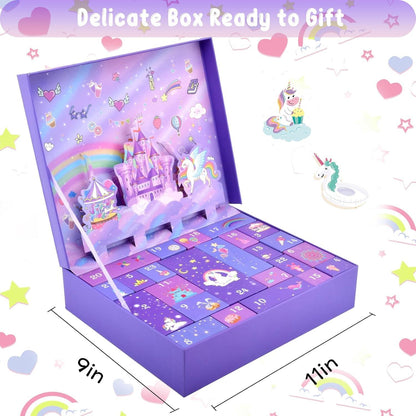Adventskalender 2024 Mädchen Weihnachts-Countdown-Einhorn-Geschenke 24 Tage zur Weihnachtszeit