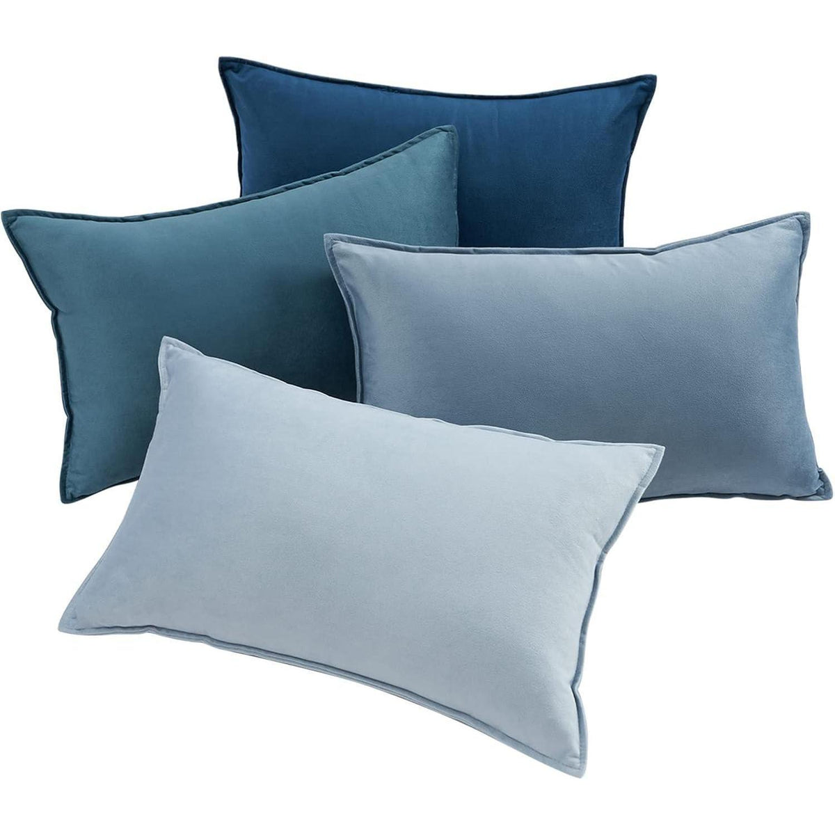 Samt Kissenbezüge 30x50 cm Blau 4er Set Kinderzimmer Deko