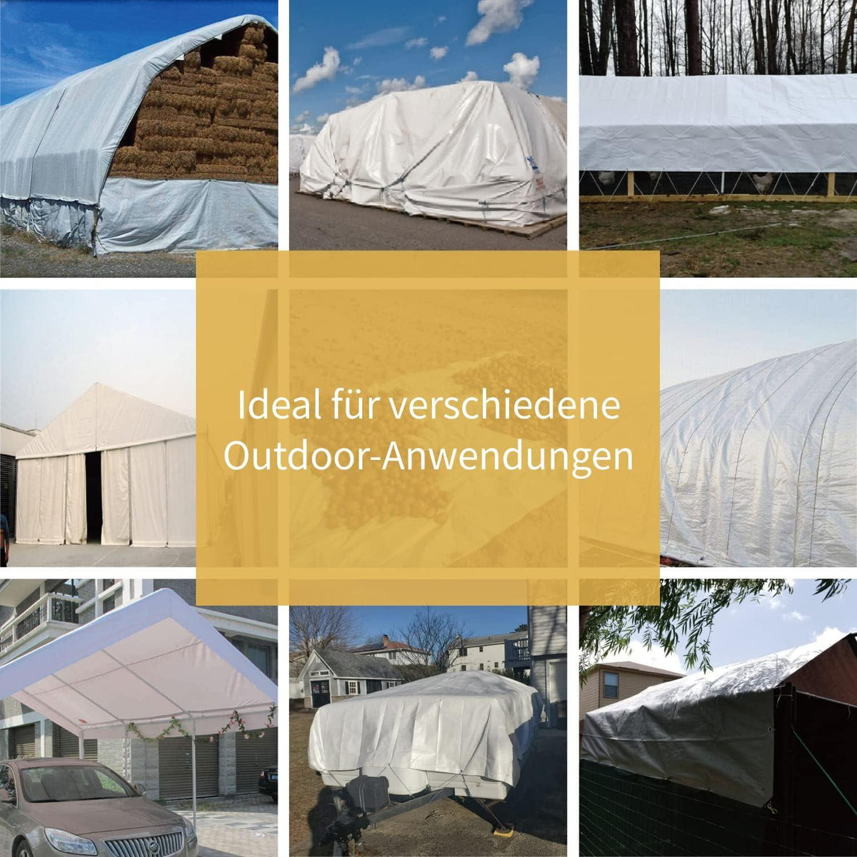 Wasserdichte Abdeckplane 3m x 6m Weiß 160g/m² - UV-stabilisiert