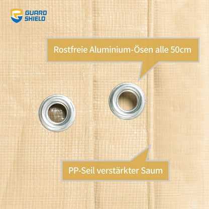 Abdeckplane Wasserdicht 5m x 5m Beige/Khaki 160g/m² UV-stabilisiert Schimmelresistent