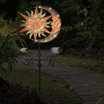 Solar Gartenleuchte Sonne Mond Metall Gartendeko 100CM