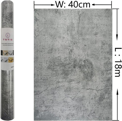 Graue Selbstklebefolie 3D Zementmuster Betonstruktur DIY Möbel Vintage 40x18m