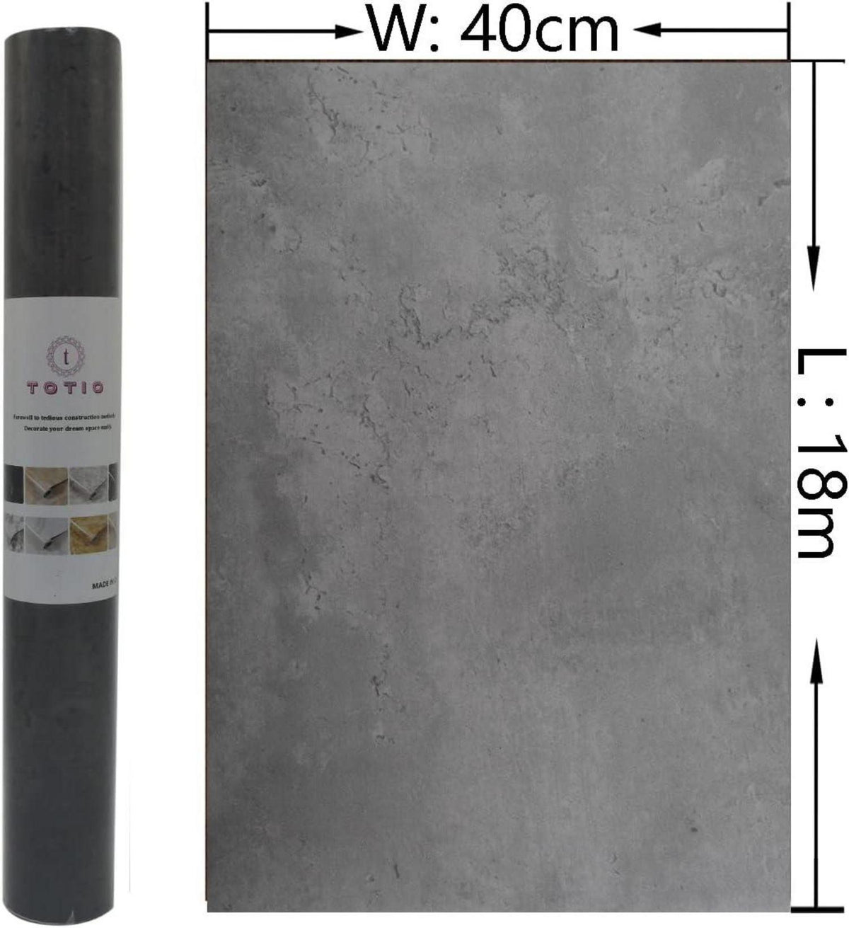 Selbstklebende Betonoptik Tapete 40x18cm grau wasserfest Vinyl DIY Industrie