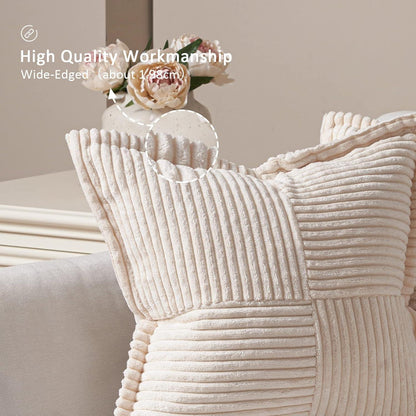 2er Set Kissenbezug 40x40 beige Kordsamt mit Verstecktem