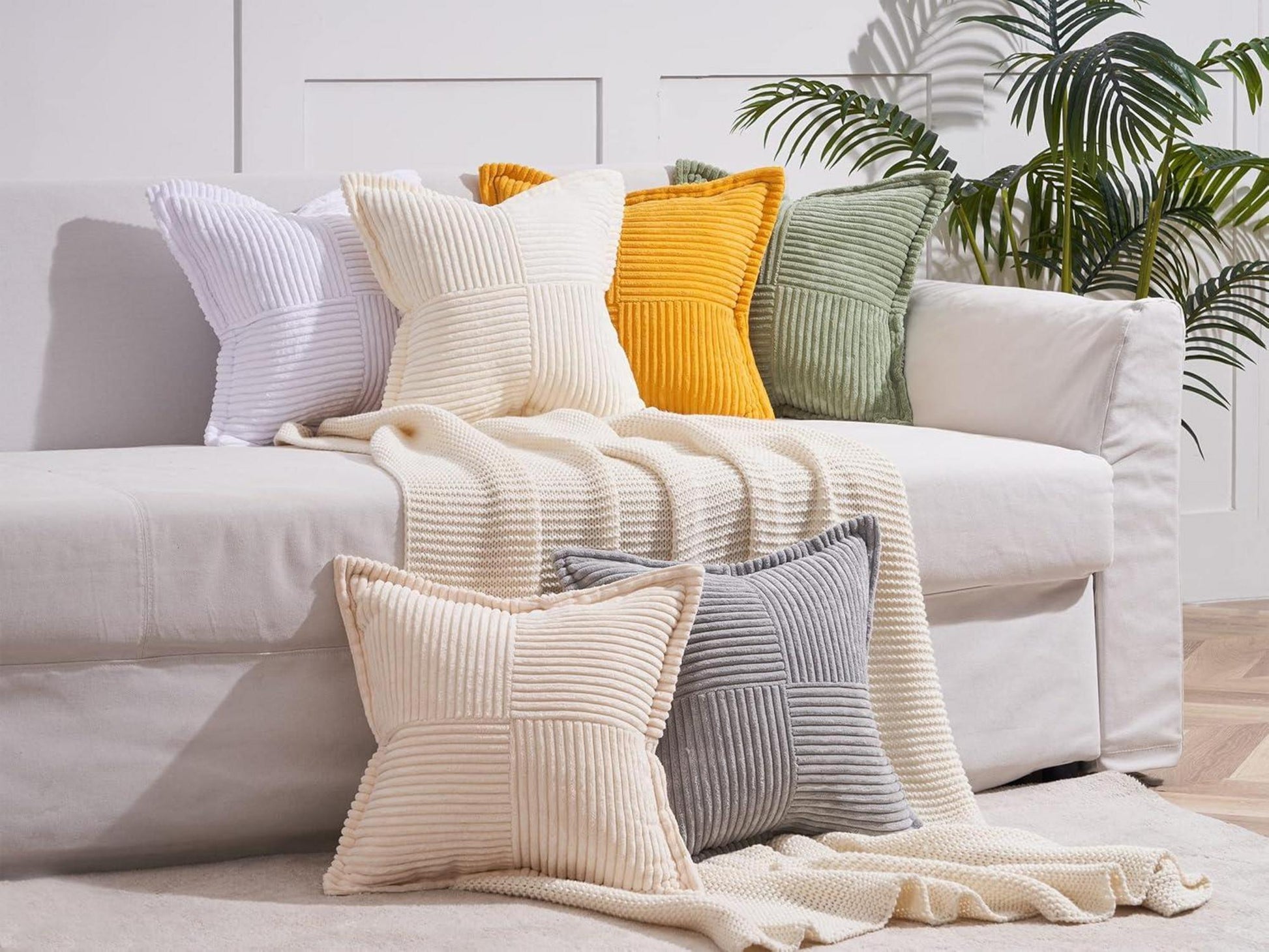2er Set Kissenbezug 40x40 beige Kordsamt Deko Samt Kissenhülle