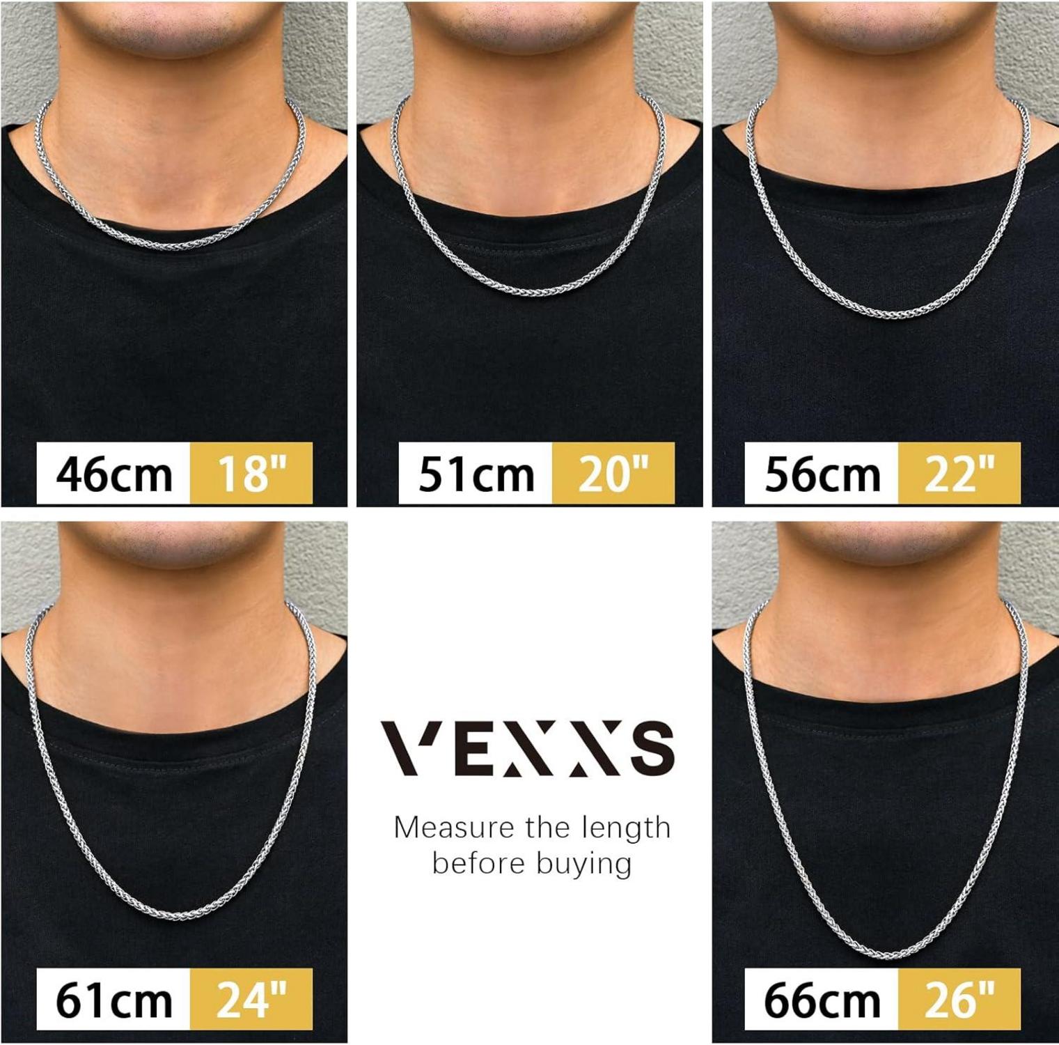 18K Gold beschichtete VEXXS Box-Kette Halskette für Herren 2mm 45-65cm