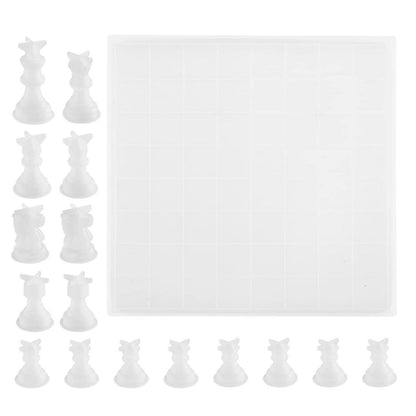 Schachbrett & Figuren Silikonform Set 17-teilig zum Gießen