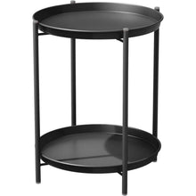 Runder Beistelltisch 2 Ebenen Schwarz Metall 45x45x53cm